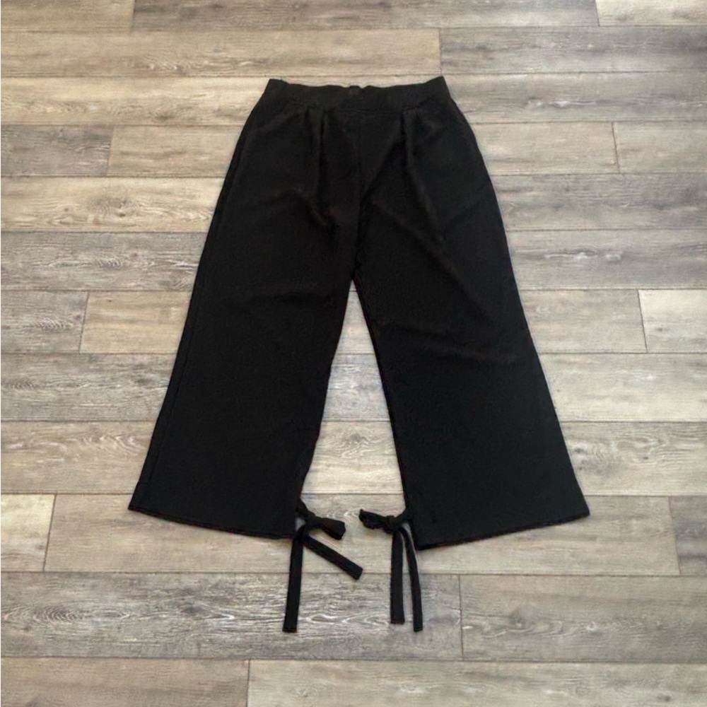 Julia by Love J Pants Sz 2X Black Wide Leg Pleated Bow Office Career Date Night